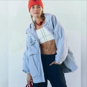 Free People Movement M/L Blue Billie Boxy Lightweight Insulated Jacket Oversize